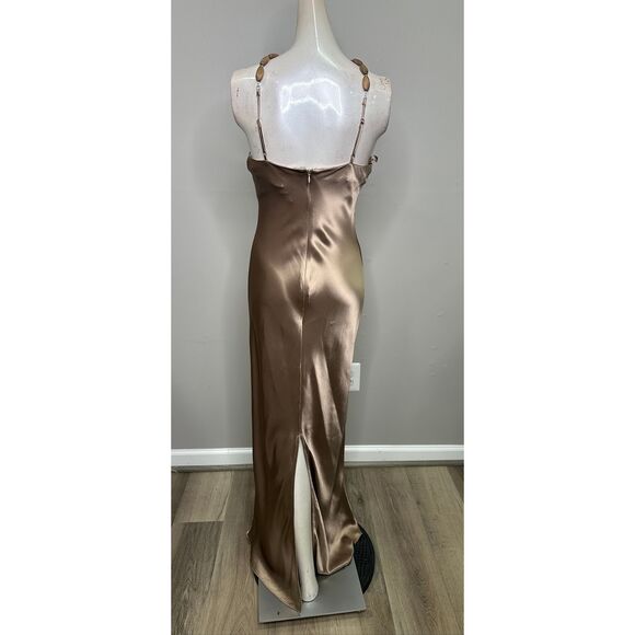 STAUD Cadence embellished satin maxi dress In Gold US 2 $600 - Picture 10 of 12